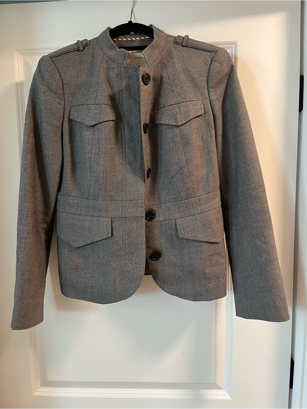 Wool-Blend Grey Military-Style Women's Jacket